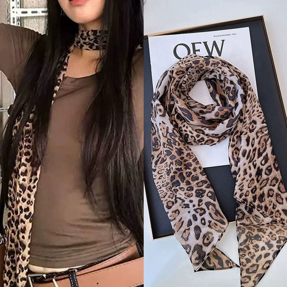 Leopard Small Long Silk Scarf  - Silk Tie Striped ulasan dan harga