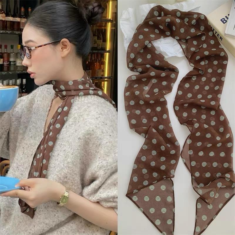 Polka Dot Floral Print Silk Sc - Silk Neck Scarf ulasan dan harga