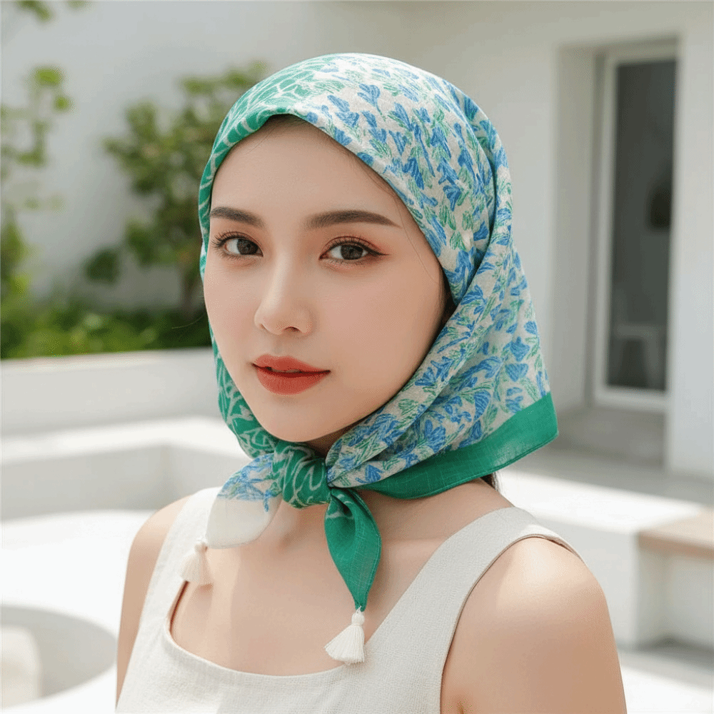Neck Wrap Cotton-Linen Square  - Bandana Cotton ulasan dan harga
