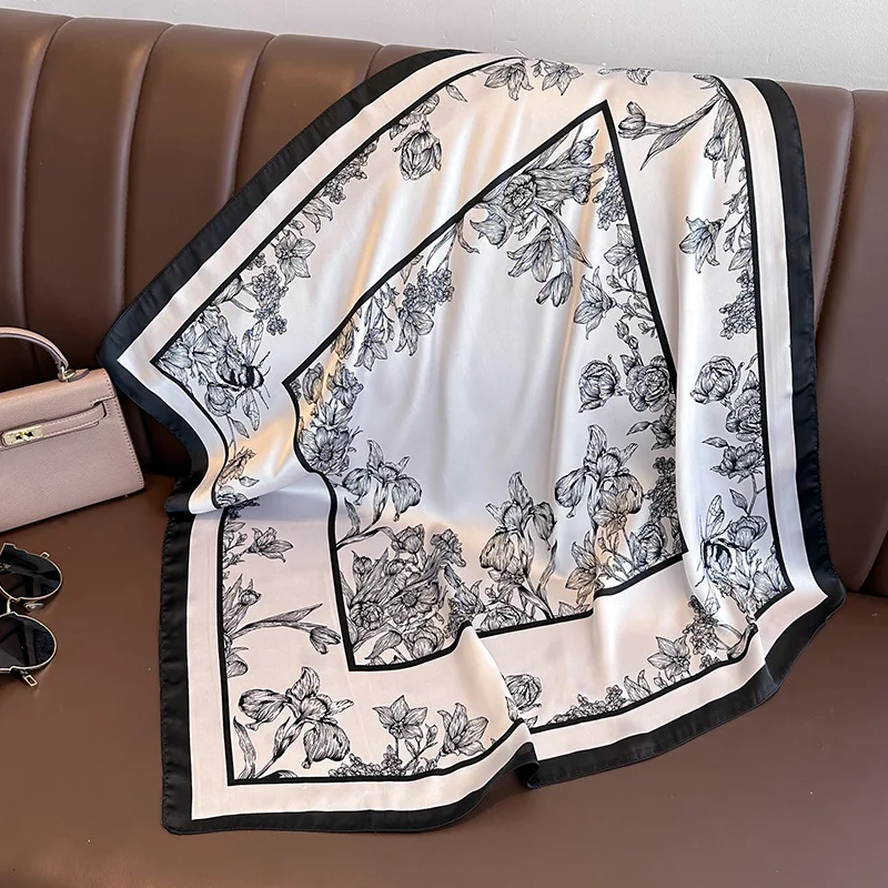 70*70cm Luxury Floral Print Si - Scarf Silk Square ulasan dan harga