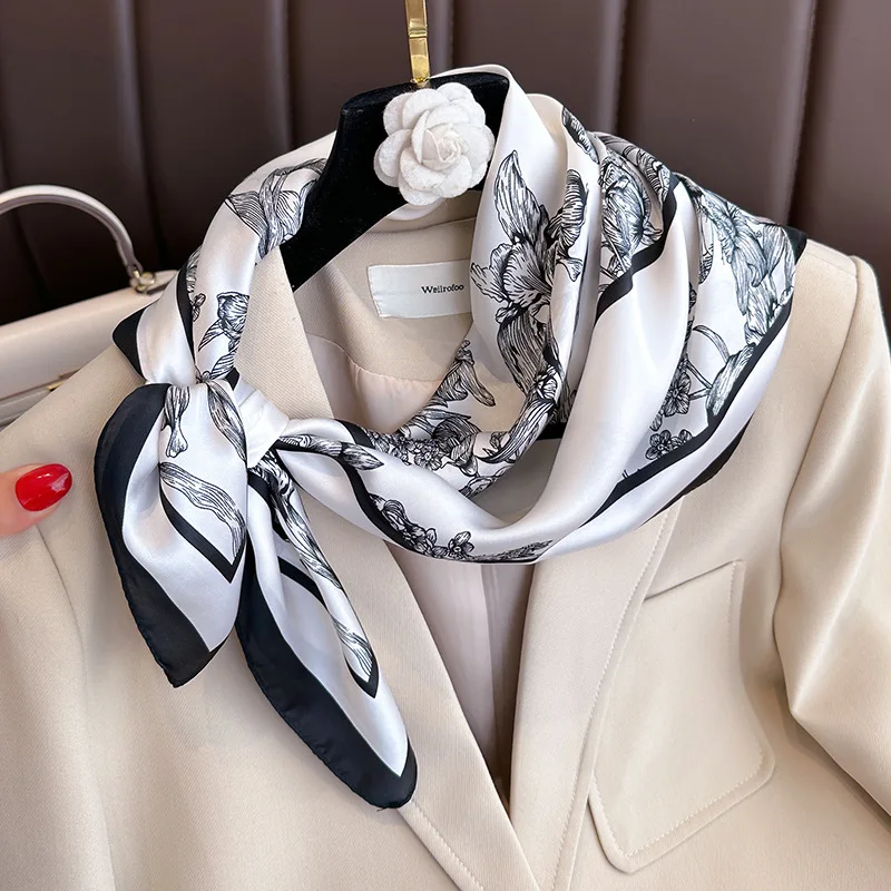 70*70cm Luxury Floral Print Si - Scarf Silk Square ulasan dan harga