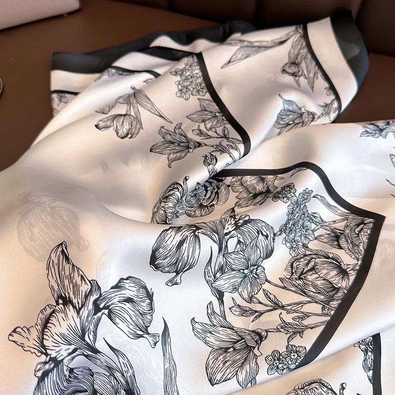 70*70cm Luxury Floral Print Si - Scarf Silk Square ulasan dan harga
