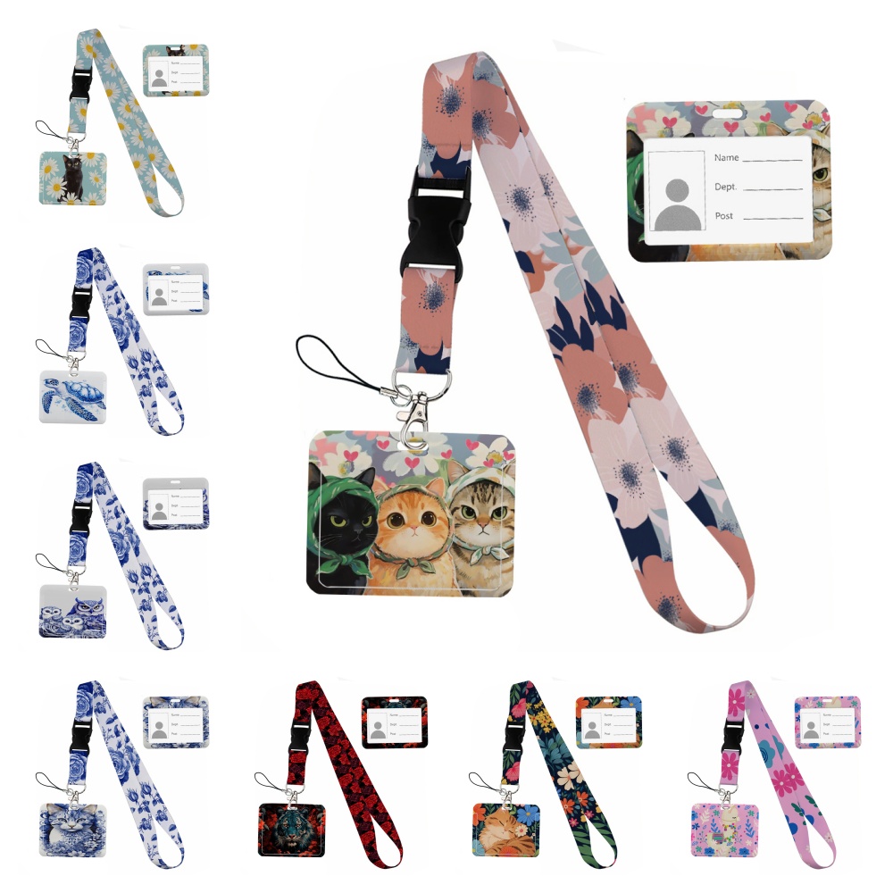 Small animals inside flowers P - Lanyard Badge Holder ulasan dan harga