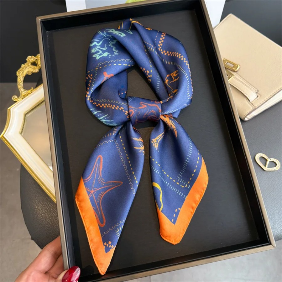 Blue Print Silk Square Scarf W - Bandana Cotton ulasan dan harga
