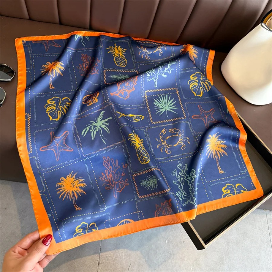 Blue Print Silk Square Scarf W - Bandana Cotton ulasan dan harga