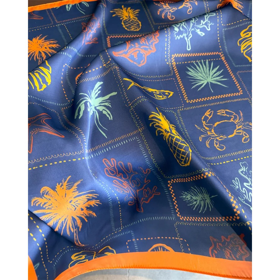 Blue Print Silk Square Scarf W - Bandana Cotton ulasan dan harga