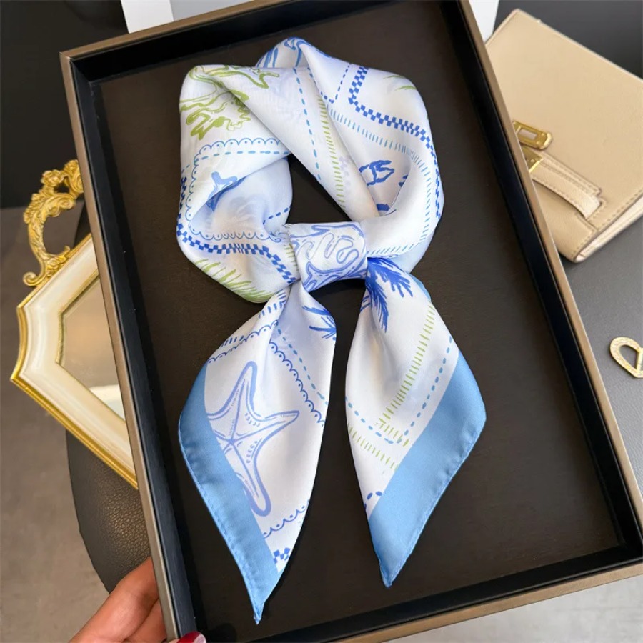 Blue Print Silk Square Scarf W - Bandana Cotton ulasan dan harga